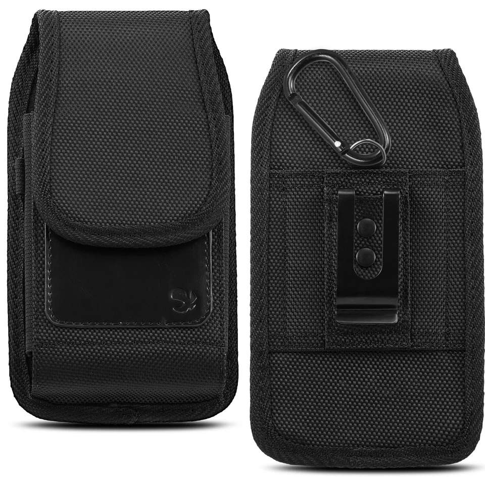 Paquete de 2 fundas para cinturón verticales resistentes bolsa de transporte clip para cinturón para teléfono celular Foto 3 de 4