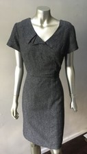Tahari Tweed Wool Pencil Charcoal Gray Midi Career Work Dress 4P $248
