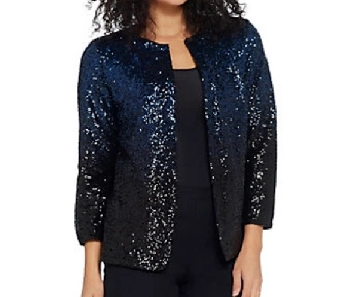 Bob Mackie Women's Ombre Sequin Jacket- BLUE, X-SMALL A382935 | eBay