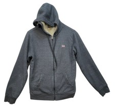 Levis Mens Sherpa Lined Full-Zip Hoodie Jacket Small Gray Warm Outerwear