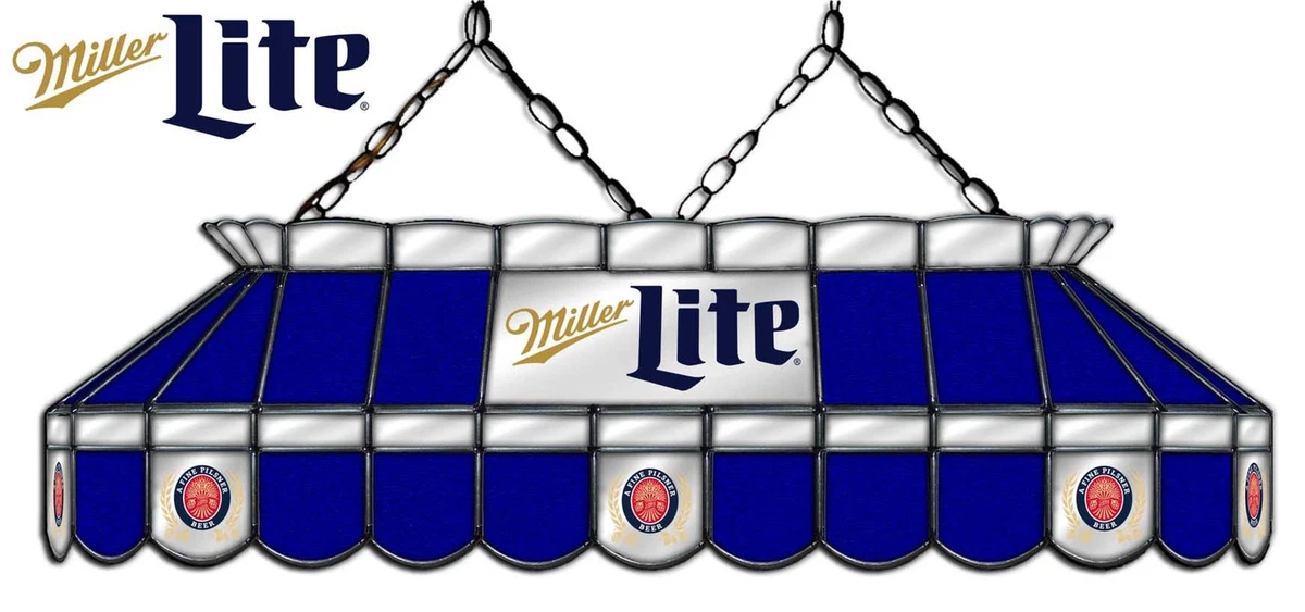 Miller Lite Beer Logo Billiards Stained Glass Big Mirror Pool