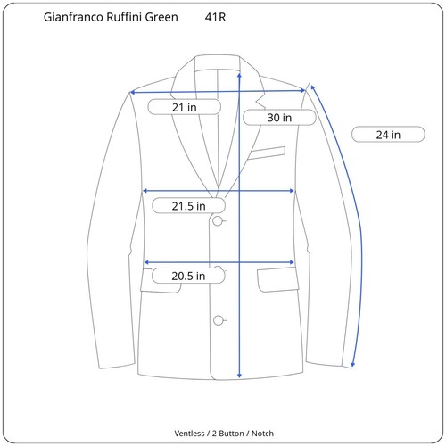 GIANFRANCO RUFFINI Hombres Verde CACHEMIRA Traje Abrigo Deportivo Blazer Chaqueta TALLA 41R - Imagen 9 de 9