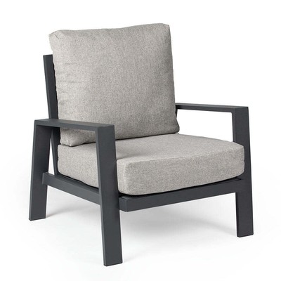 Ash & Ember Caspian Club Armchair with Grey Cushions, 30.5 x 23.5 x 34.5