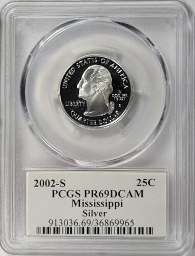 2002-S Silver Washington Quarter - Mississippi - PCGS PR69DCAM - Flag Series - Picture 2 of 2