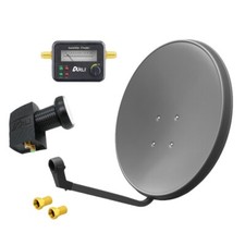 60cm Sat Anlage Digital Twin LNB Satfinder 2 Teilnehmer Antenne Spiegel 4K HD