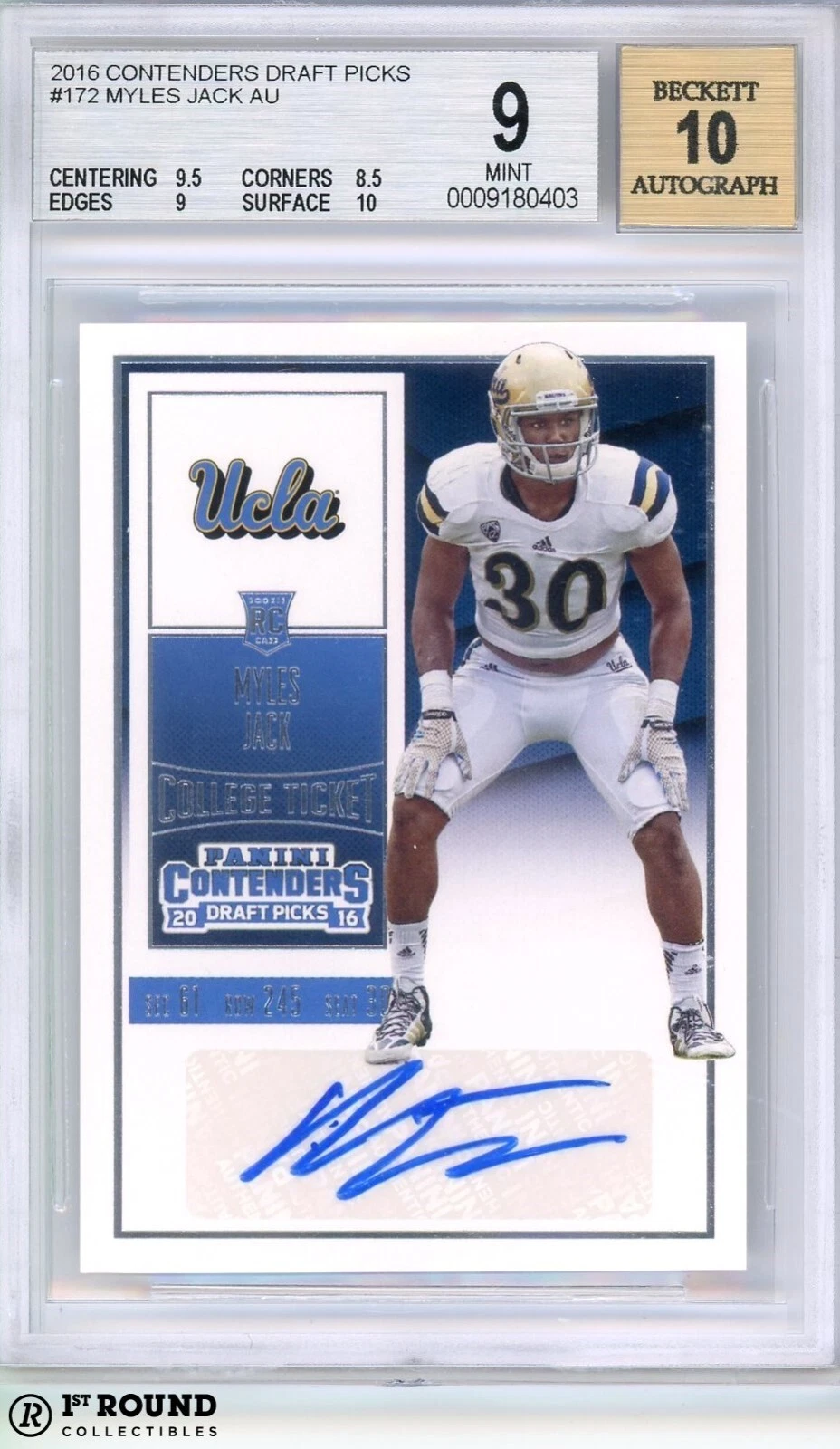 Myles Jack Panini Contenders Draft Picks #172 Autograph