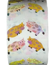 400 Cow stickers in roll of 100 modules (2" x 2"), each sticker 1-1/8" RMP0701