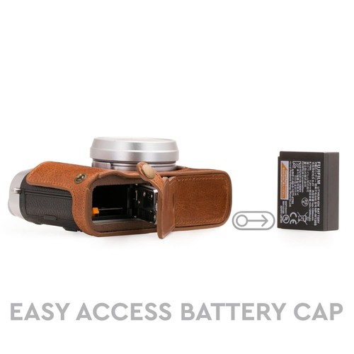 MegaGear Fujifilm X100F Ever Ready Top Maserung Leder Kamera halbe Hülle und Riemen - Bild 3 von 14