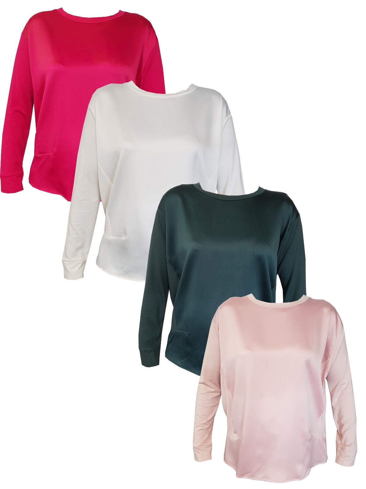LADIES WOMENS EX DUNNES STORES SATIN FRONT LONG SLEEVE TOPS T SHIRTS | eBay