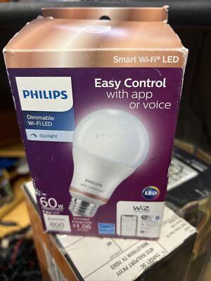 Philips Daylight A19 LED 60W Equivalent Dimmable WiZ Connected 800LM
