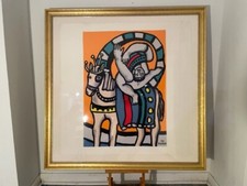 STUNNING VINTAGE FERNAND LEGER 1953 "L'Acrobate et le Cheval" Art Silk Scarf