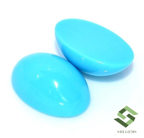 12x8 mm Natural Sleeping Beauty Turquoise Oval Cabochon Pair 6.11 CTS Loose Gems - Picture 7 of 7