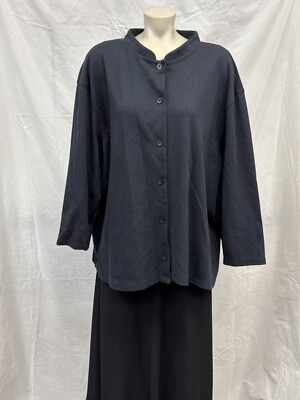 Bechamel Womens Cotton Black Button Front Collar Shirt Size 3X Long Sleeve