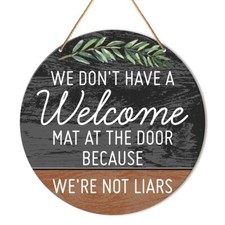 Funny Welcome Sign Front Door Decor Welcome Wood Hanging Sign Decor Rustic Wa...