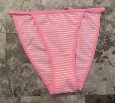 NWT AEROPOSTALE AERO PINK WHITE STRIPE COTTON BLEND STRING BIKINI PANTIES