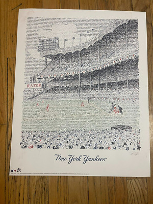 Pencil Signed Word Art Lithograph Of YANKEE Stadium By Daniel Duffy 2017