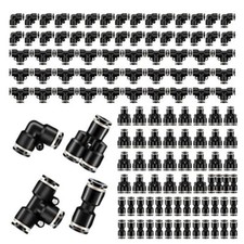 60 Pcs Push to Connect Fittings Air Line Pneumatic Kit Quick Release 1/4" Od New
