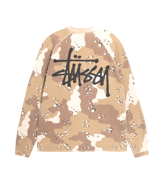 Stussy Raglan Thermal LS Crew Desert Camo 100%Authentic 1140356 | eBay