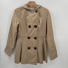 Esprit Coat Womens Medium Trench Long Sleeve Jacket Lined Hood Beige Mid Cruise