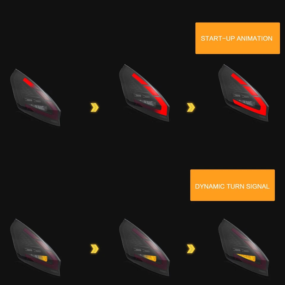 Pair VLAND LED Rear Tail Lights For 2008-19 Ford Fiesta Hatchback W/Animation - Image 4 of 4