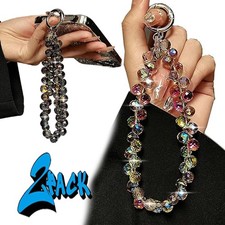 2 Colors Faceted Crystal Beaded Keychain Phone Wrist Strap Phone Sparkle Charms
