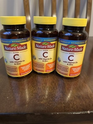 Nature Made Super C 180 Tablets + Vitamin D3, A & Zinc  Exp 01/28