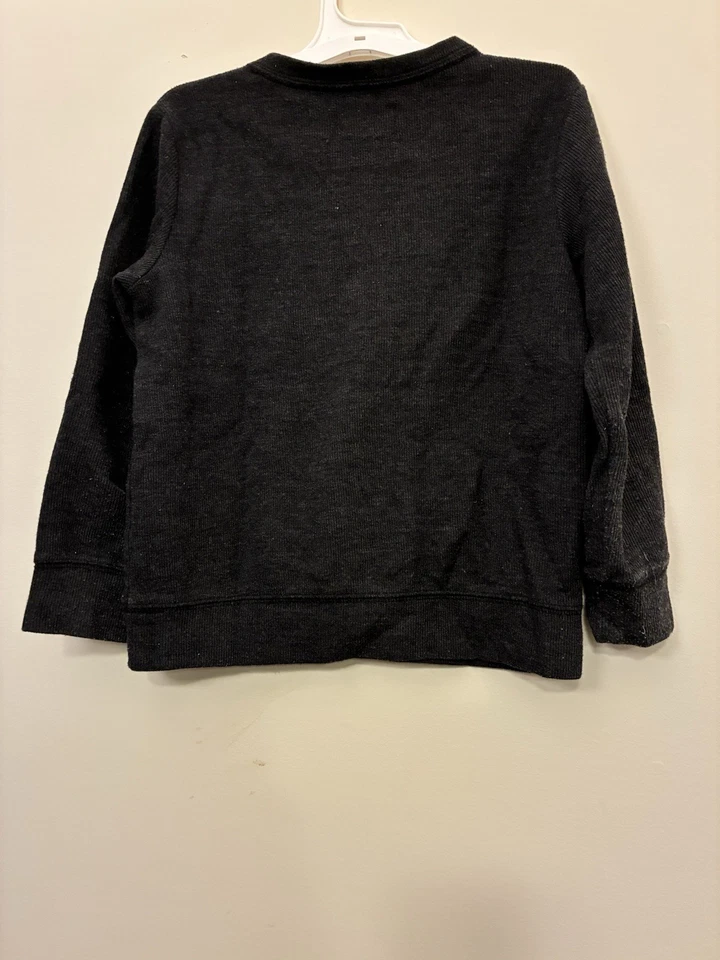 Suéter Old Navy infantil menino preto sólido mistura de algodão malha canelada manga longa gola V XS - Imagem 3 de 3