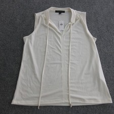 Banana Republic Blouse Womens XS White Sleeveless V Neck Tie Front Stretch Top