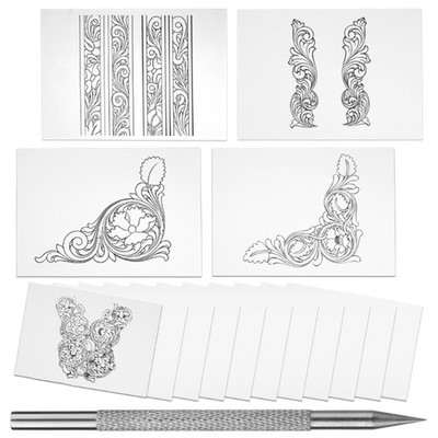 Leather Scriber Pen Leather Carving Pattern Guide Paper For Bag Wallet Making