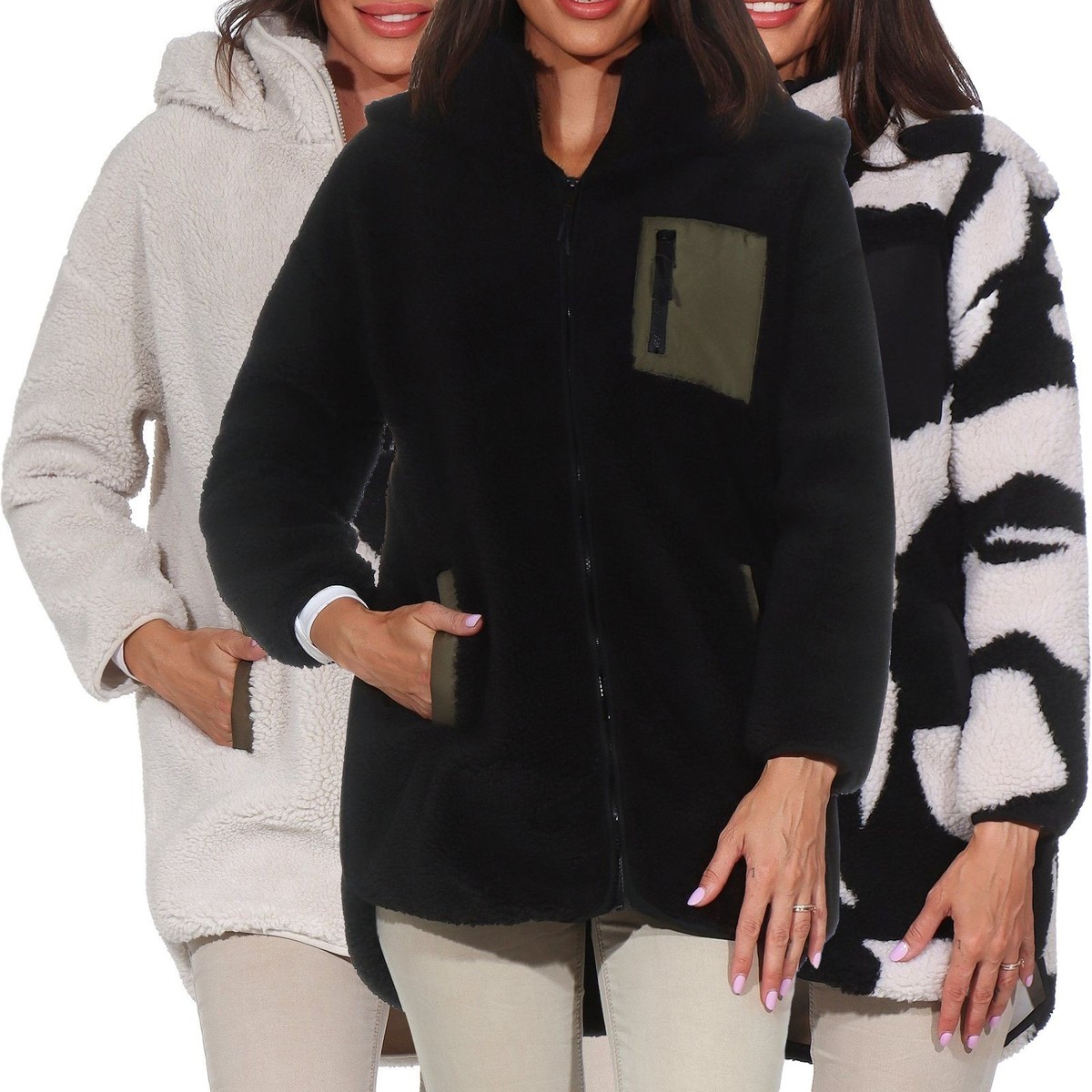 Hailys Damen Teddyfleece-Jacke Damenjacke Fleecejacke Teddyjacke