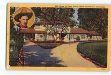 Gene Autry North Hollywood California Home Vintage Linen Postcard 1950 Postmark