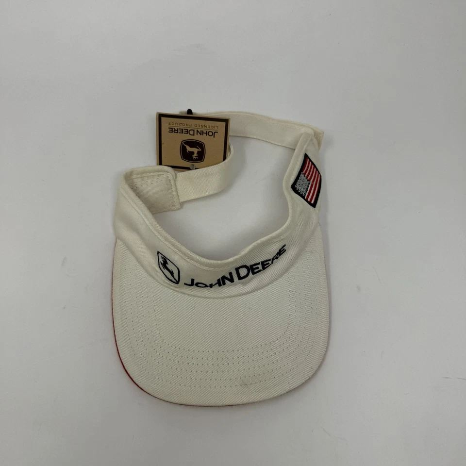 Gorra John Deere Correa Trasera Blanca Roja Bordada Patriótica Bandera Americana EE. UU. Foto 2 de 4
