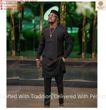 Mens Kurta Black Color Traditional Shirts Top Shirt Solid Mens Wear Cotton Cloth