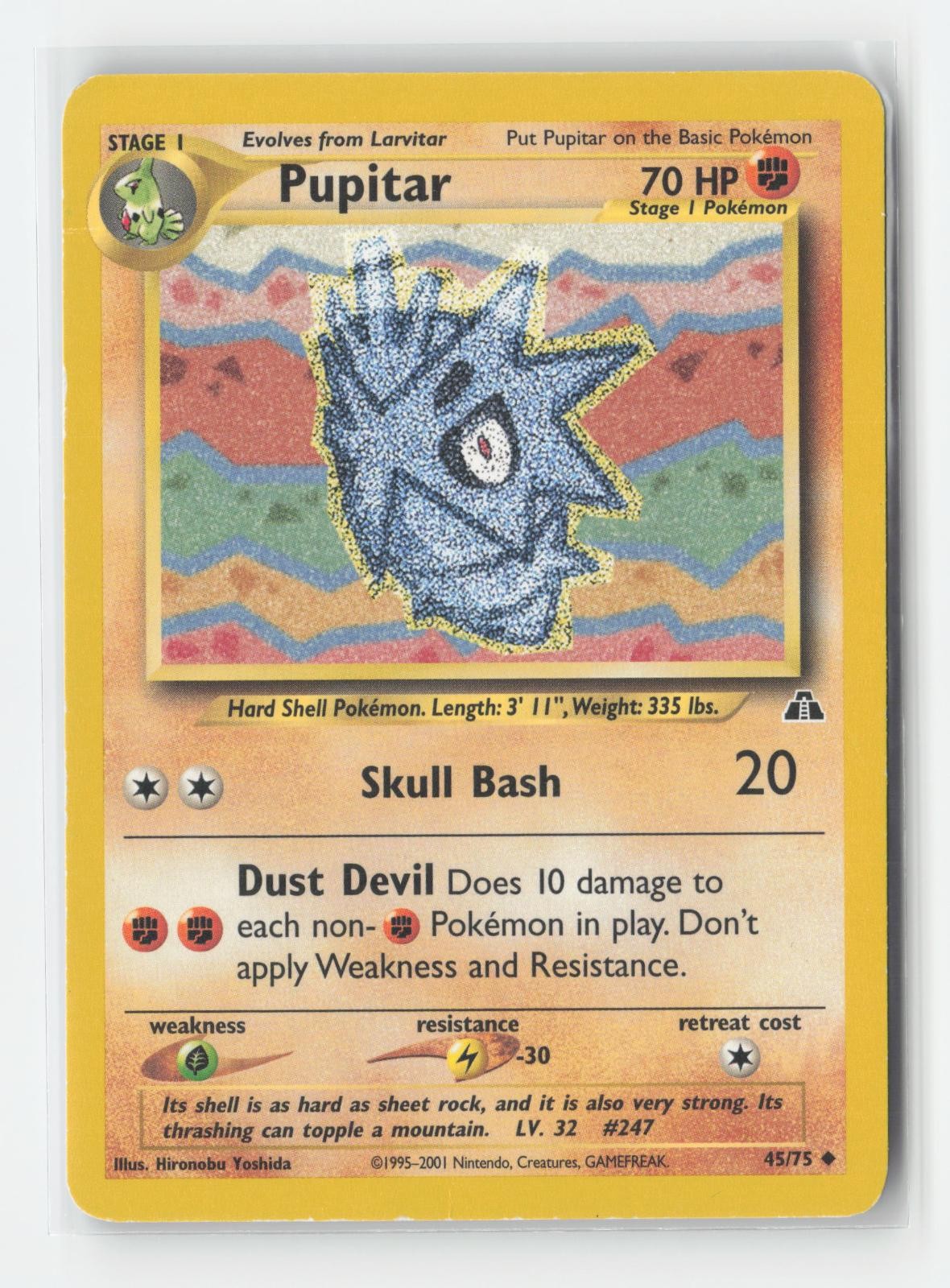 Pupitar 45/75 Uncommon Neo Discovery Pokemon Heavily Played