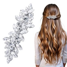 Rhinestone Hair Clips, Sparkly Silver Bridal Hair Accessories for Women