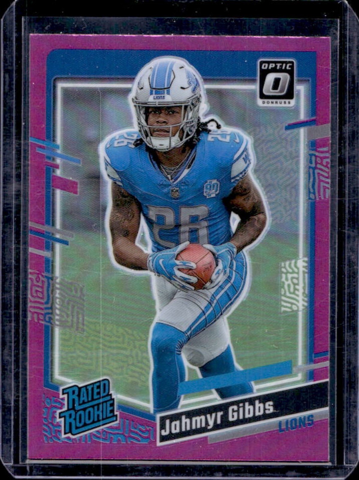 2023 Donruss Jahmyr Gibbs Optic Rated Rookie Preview Pink Prizm RC #331 Lions
