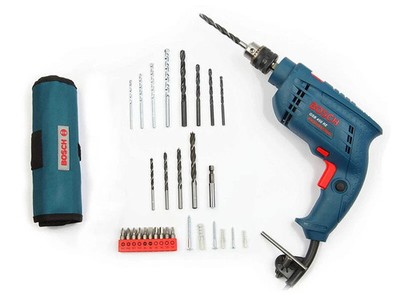 Genuine Bosch GSB 450-Watt Impact Drill Set Blue 100-Pieces