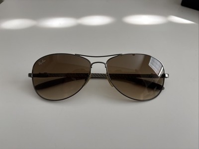 Ray-Ban RB8307 Aviator Tech Carbon Fiber Sunglasses Gunmetal Brown Gradient RARE