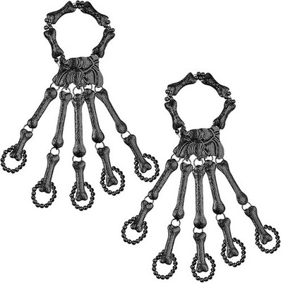 2 Pcs Skeleton Hand Bracelet with Finger Rings Gothic Skull Punk Ghost Claw Harn