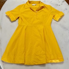 English Factory Mango Yellow Collared A Line Shirt Dress Size L Feminine Resort
