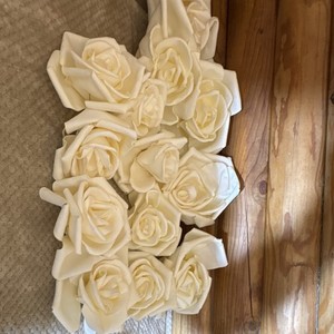 Large Cream Artificial Foam Fabric Rose Bundle Decorative Floral Craft Flowers
