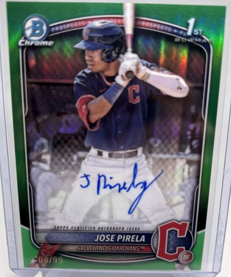Jose Pirela Green Refractor #/99 🔥 2025 Bowman Chrome 1st Prospect Autograph