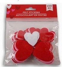 Heart Shaped Valentine Themed Felt Mini Sticker Set - Red, White,pink,red