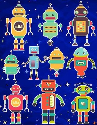 Robots Sticker Album For Boys: 100 Plus Pages For PERMANENT Sticker Collection, 