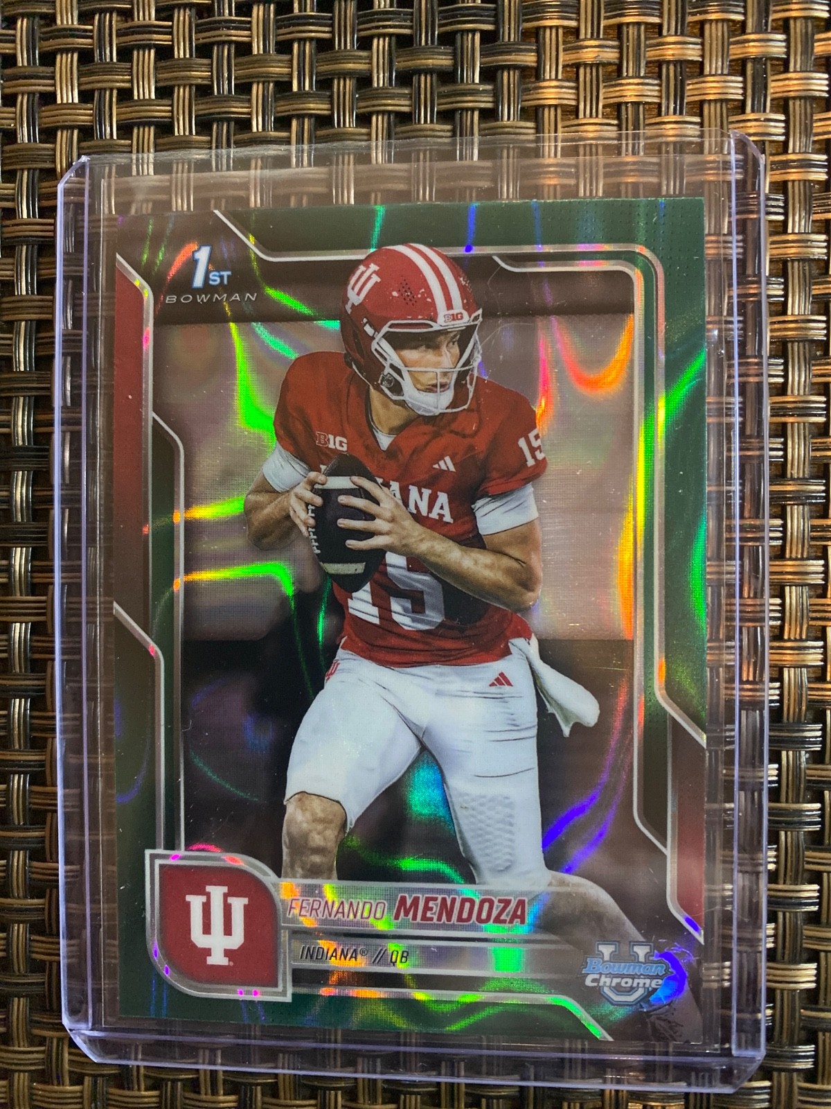 2025 Bowman Chrome U Fernando Mendoza 1st Bowman Teal Lava #109 Indiana Hoosiers