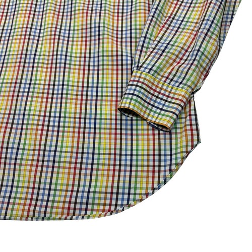 Etro Shirt Men XXL COLORFUL rainbow Casual Button Down Plaid Dress Shirt Italy - Picture 11 of 21