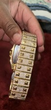 Gold Tone Square Analog Wristwatch Roman Nume...