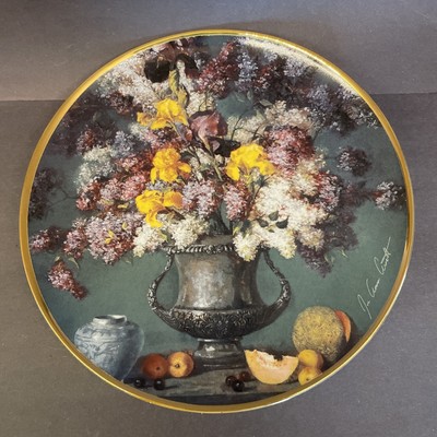 Collector Plate Irises and Silver - 1991 Franklin Mint, Limited Ed Bone China 