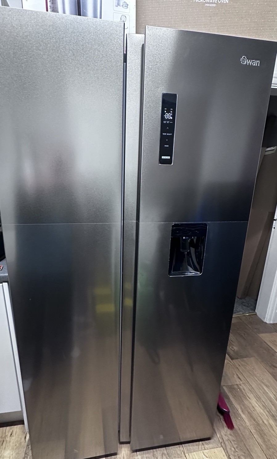 swan 90cm Wide Total No Frost American Style Fridge Freezer - Inox