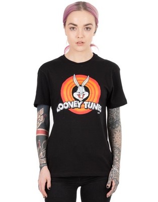 Looney Tunes Schwarz Bugs Bunny Kurzärmeliges T-Shirt Frauen